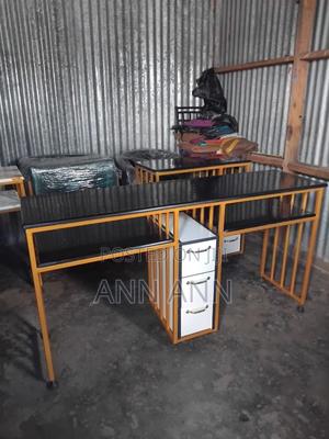 Black White and Gold Double Manicure Table - main view