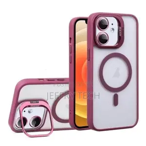 Burgundy Magnetic for iPhone 12 With Camera Metal Kickstand