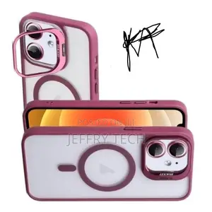 Burgundy Magnetic for iPhone 12 With Camera Metal Kickstand