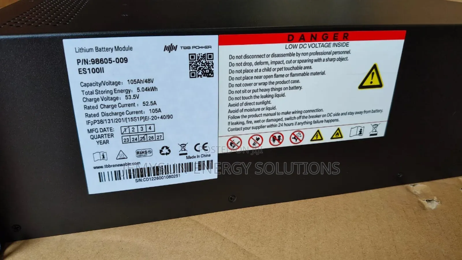 5.04kwh 48v Es100 Ii TBB Lithium Battery