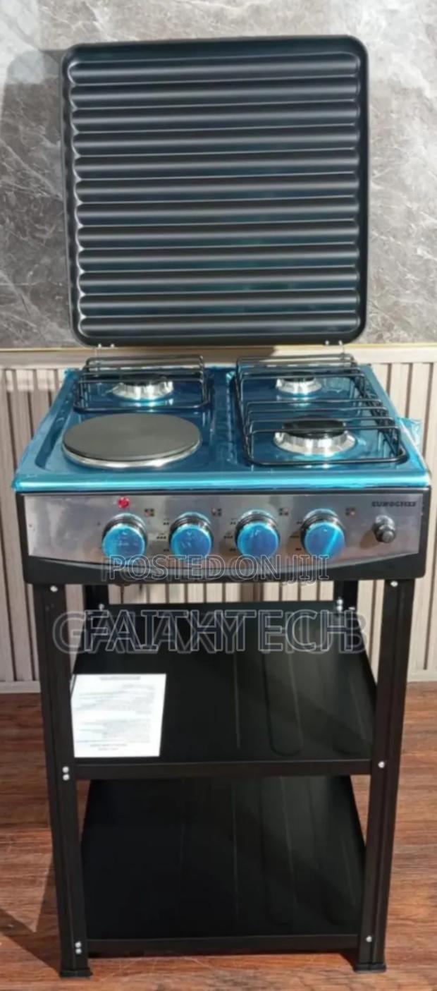 Eurochef 3 Gas +1 Electric Standing Cooker With Shelves