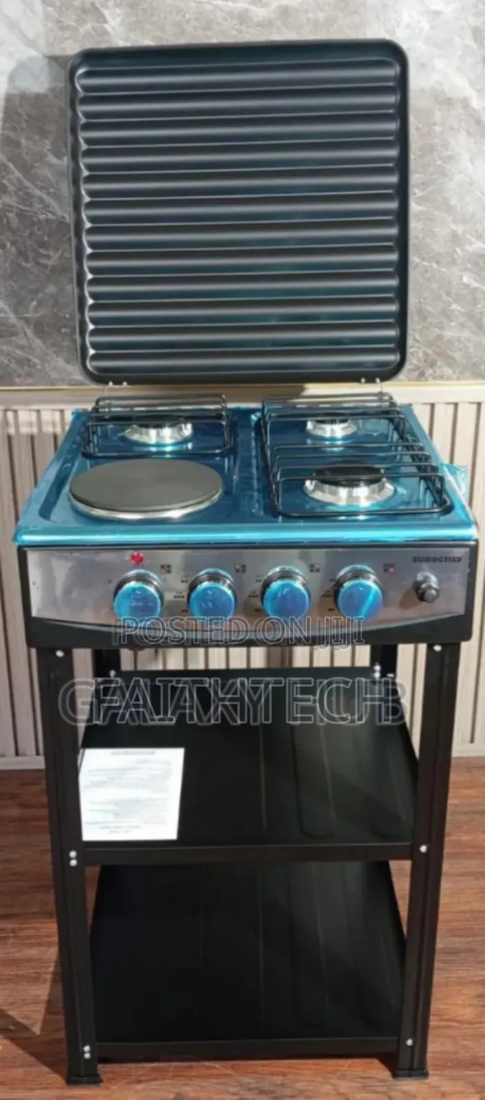Eurochef 3 Gas +1 Electric Standing Cooker With Shelves