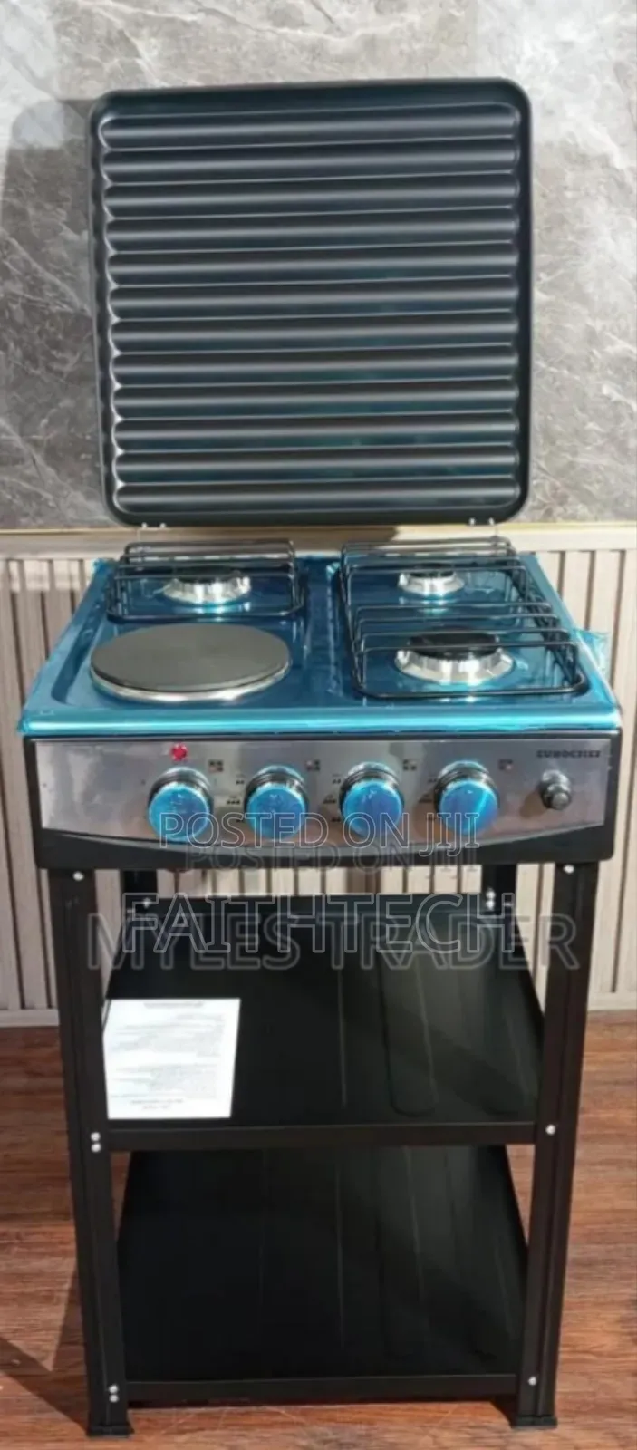 Eurochef 3 Gas +1 Electric Standing Cooker With Shelves