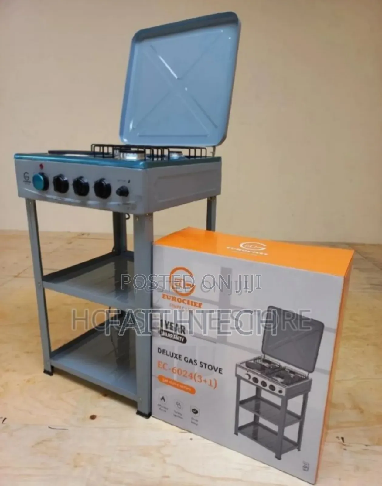 Eurochef 3 Gas +1 Electric Standing Cooker With Shelves