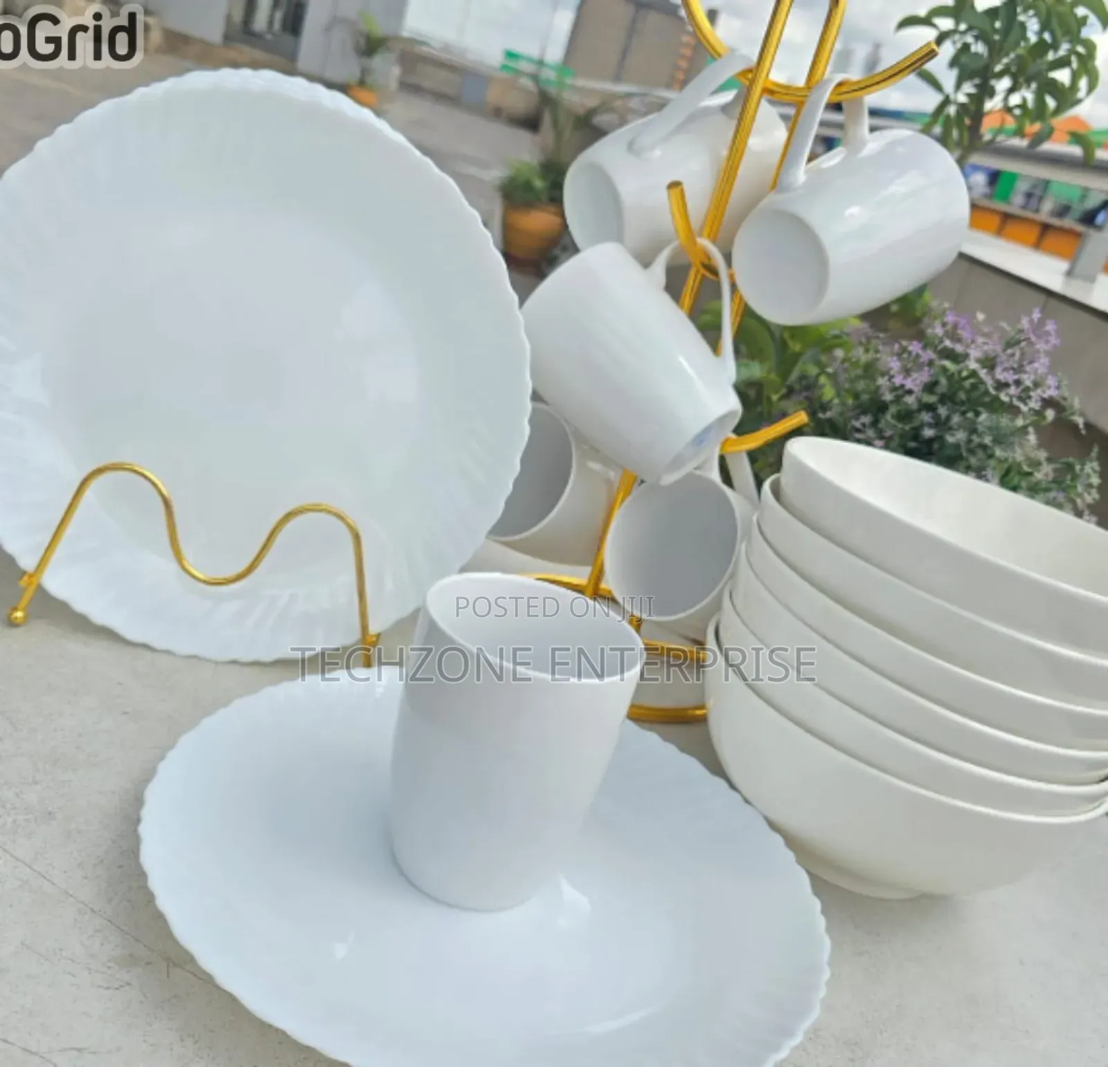 18pcs White Dinner Set 6 Mugs, 6 Plates 6 Bowls 