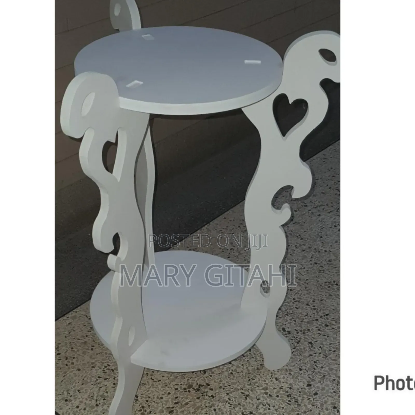 3 Legged 2 Layer White Decor Table