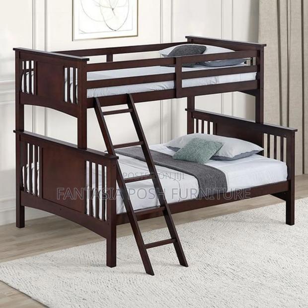 Pure Mahogany Wood Bunk Bed - Size 3.5x6 Top 4x6 Bottom