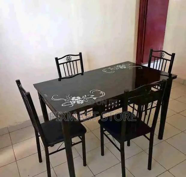Black 4 Seater Dining Table With Chairs - main view