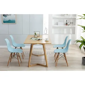 Dinning Chair: Vanityart Blue Mid-Century Dining Chairs