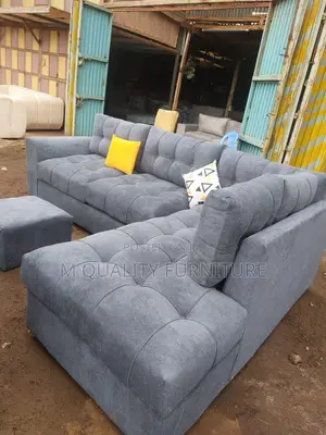 Gray 7 Seater Cornered Sofa With Ottoman