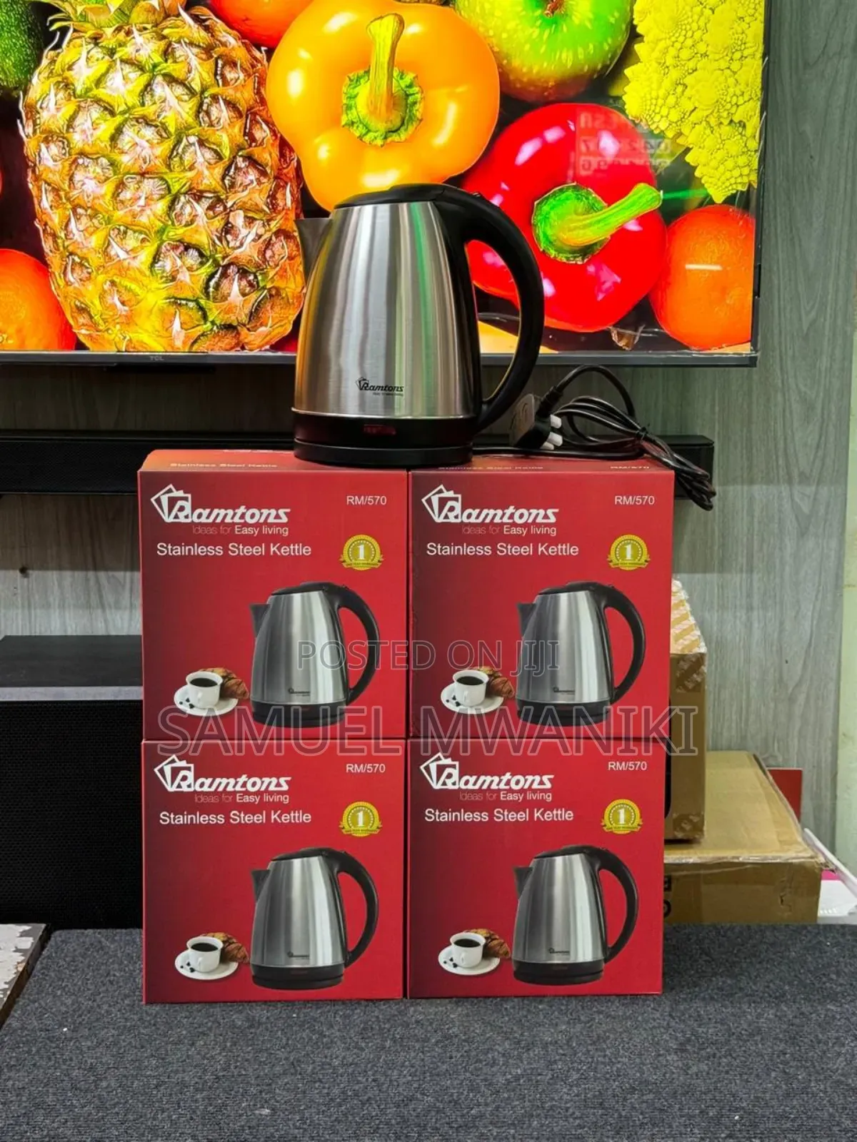 Ramtons Cordless Electric Kettle 1.7 Liters Stainless Steel