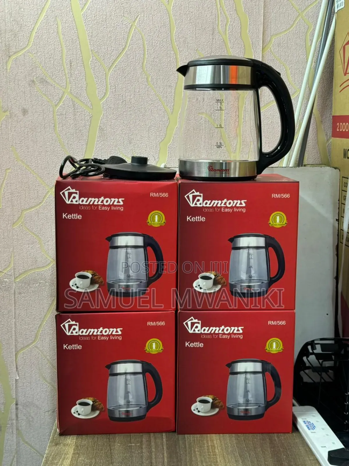 Ramtons Cordless Glass Jug Kettle 1.7 Liters- Rm/566