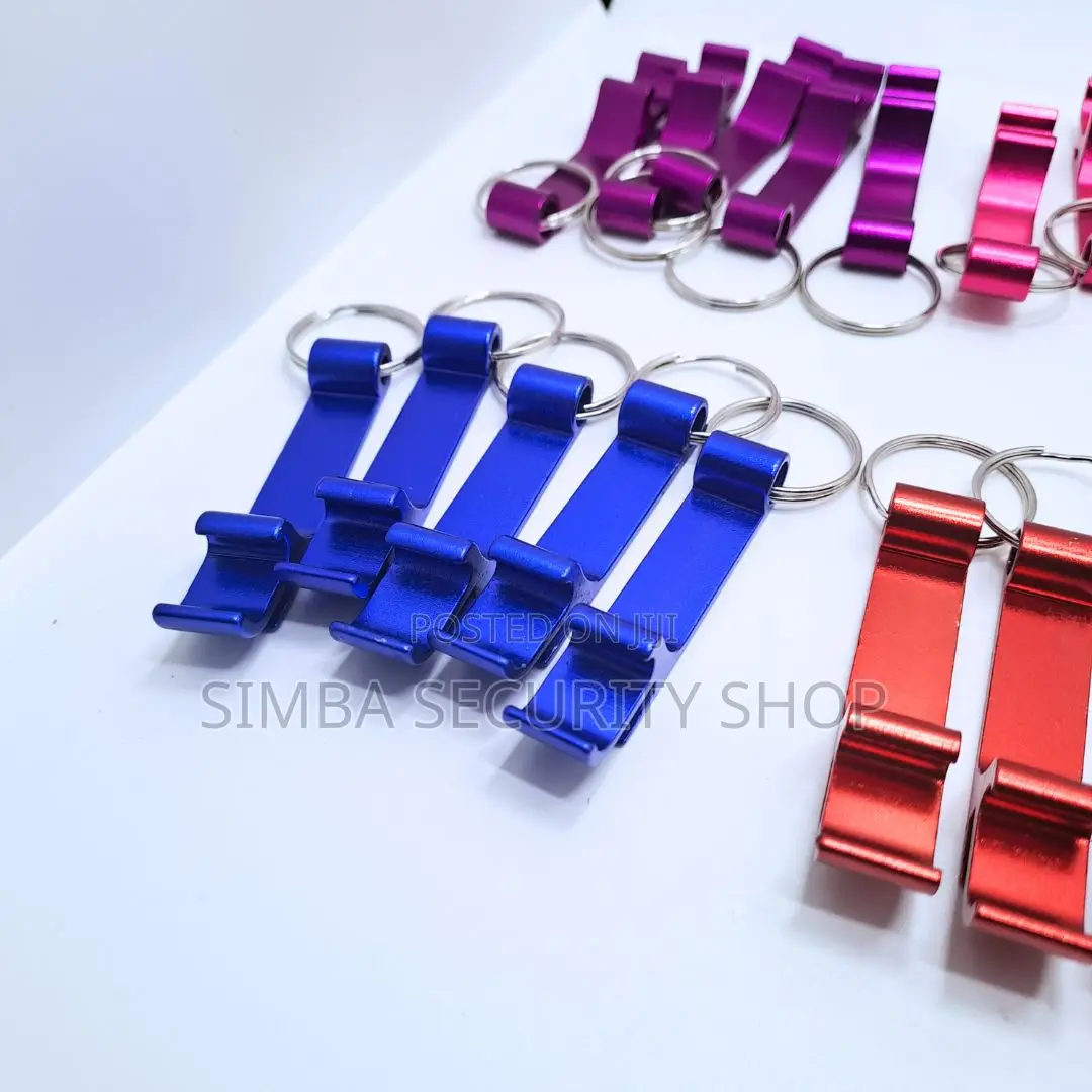 2 in 1 Blue Bottle Can Opener Key Chain Holder Ring Metallic