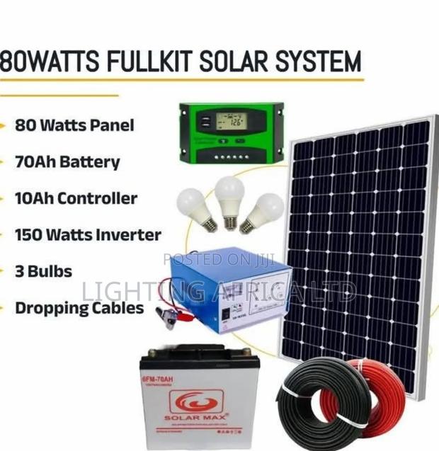 New 80 Watts Lighting Africa Home Full Solar Kit. - main view
