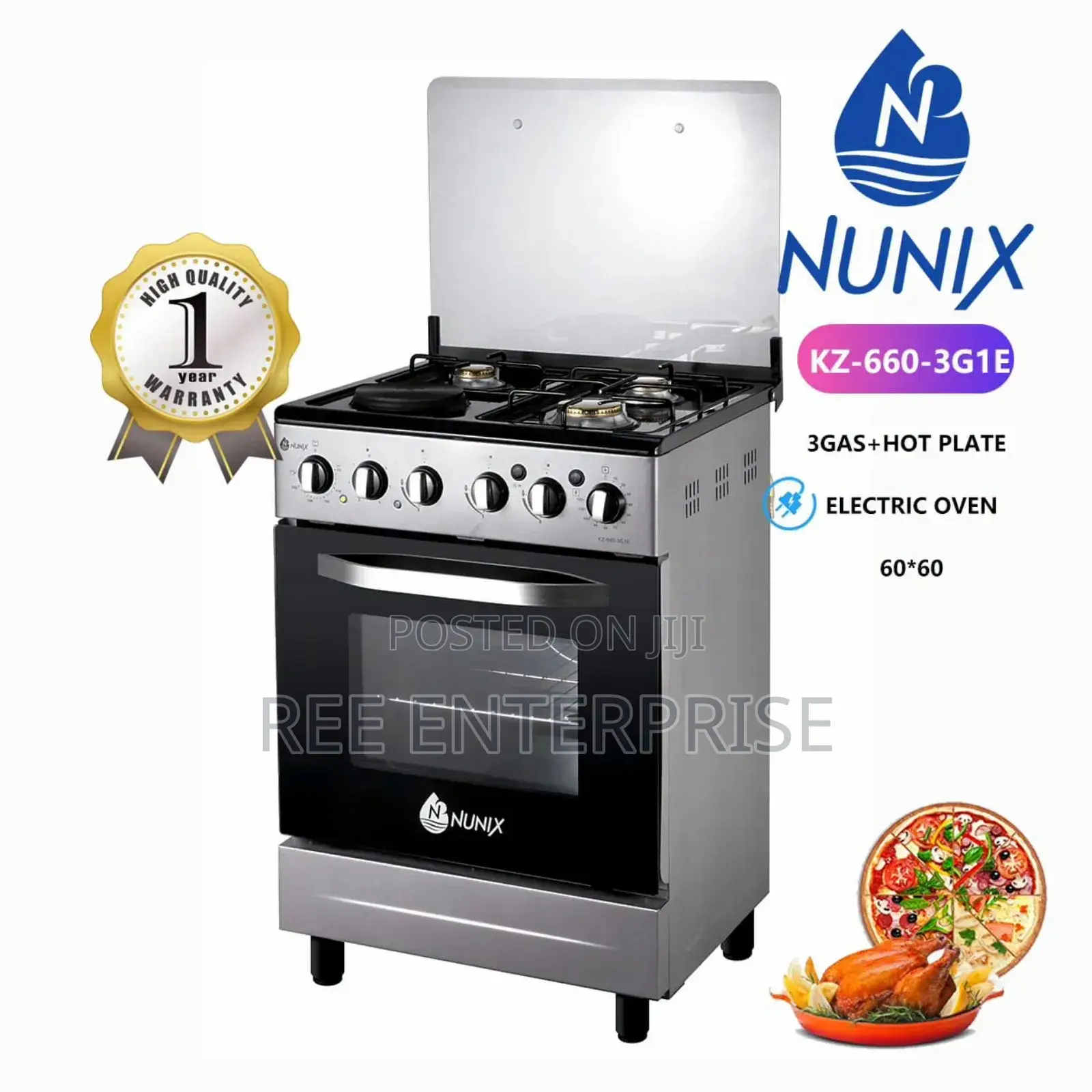 Brand New Nunix Cooker 3g+1e. Electric Oven. 60cm*60cm