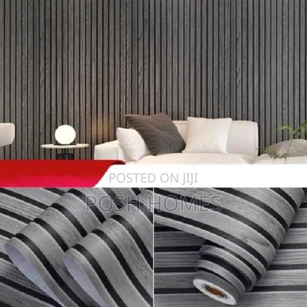 Grey Fluted Self Adhesive Wallpapers
