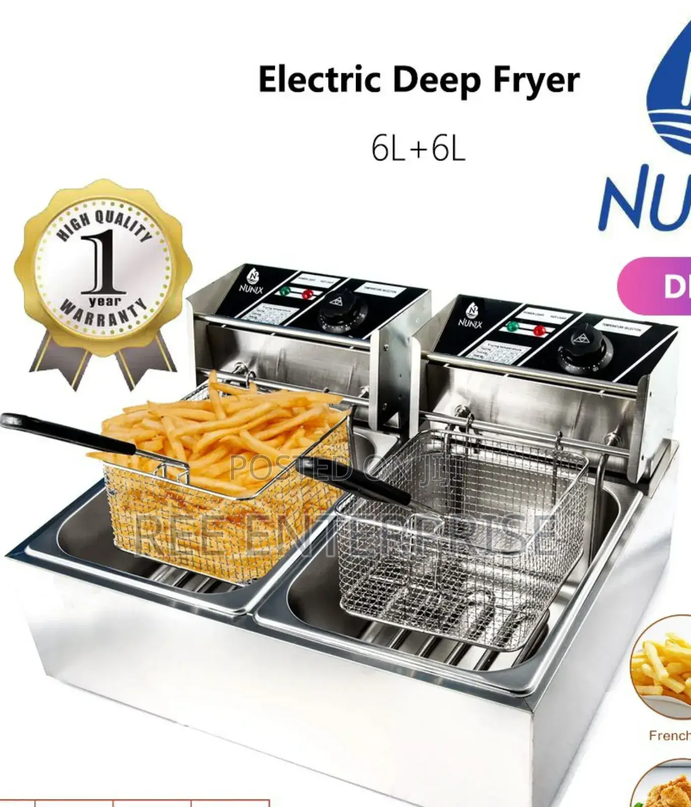 New Model Nunix Double Fryer 12litres