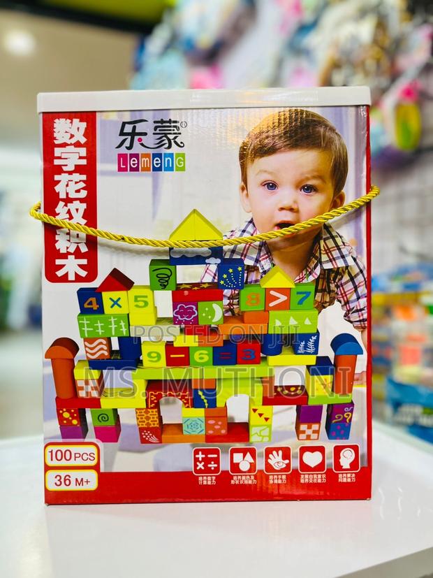 100 Pieces Wooden Colored Blocks - main view