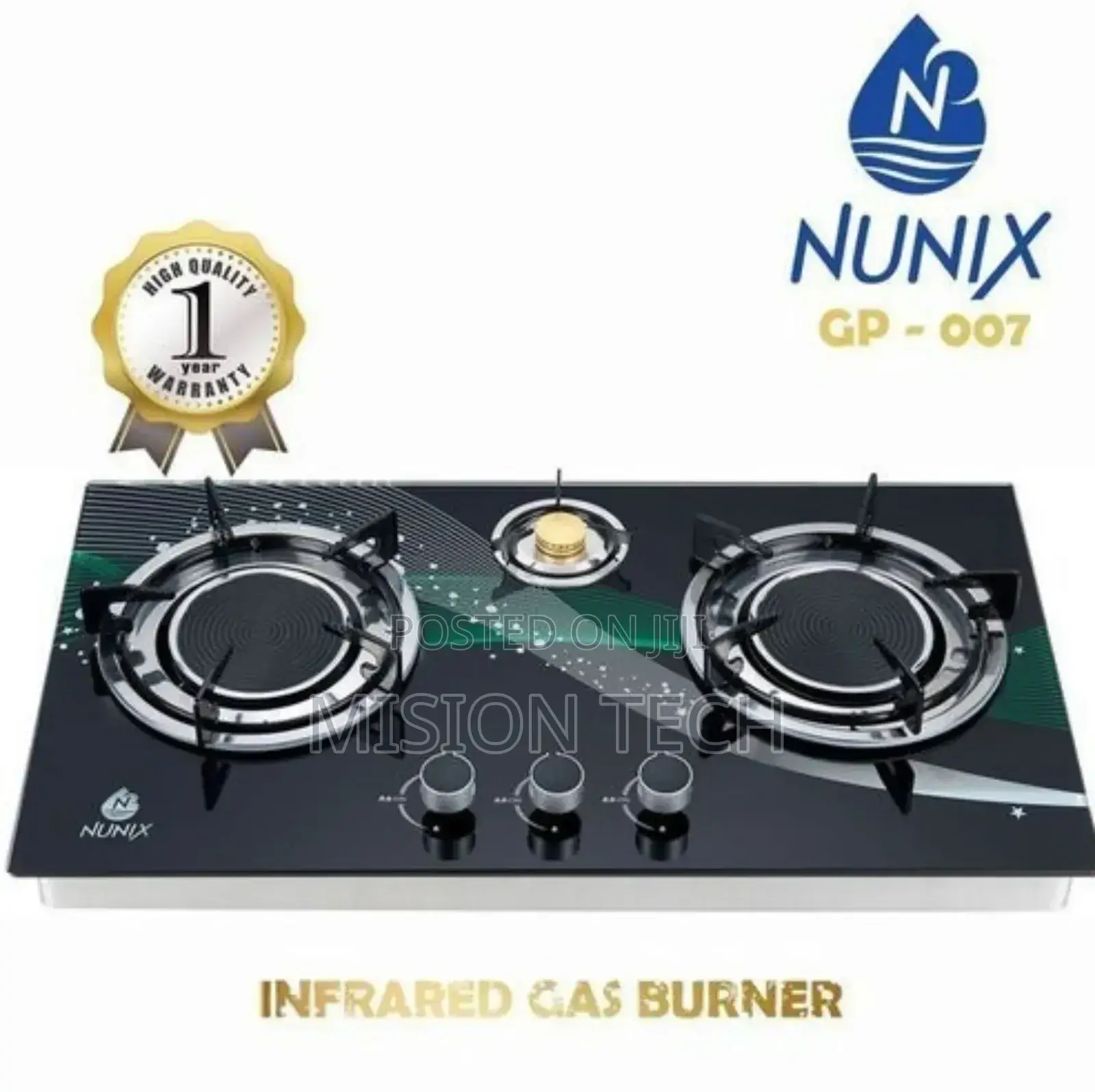 Gas Stove Glass 3 Burner Infrared