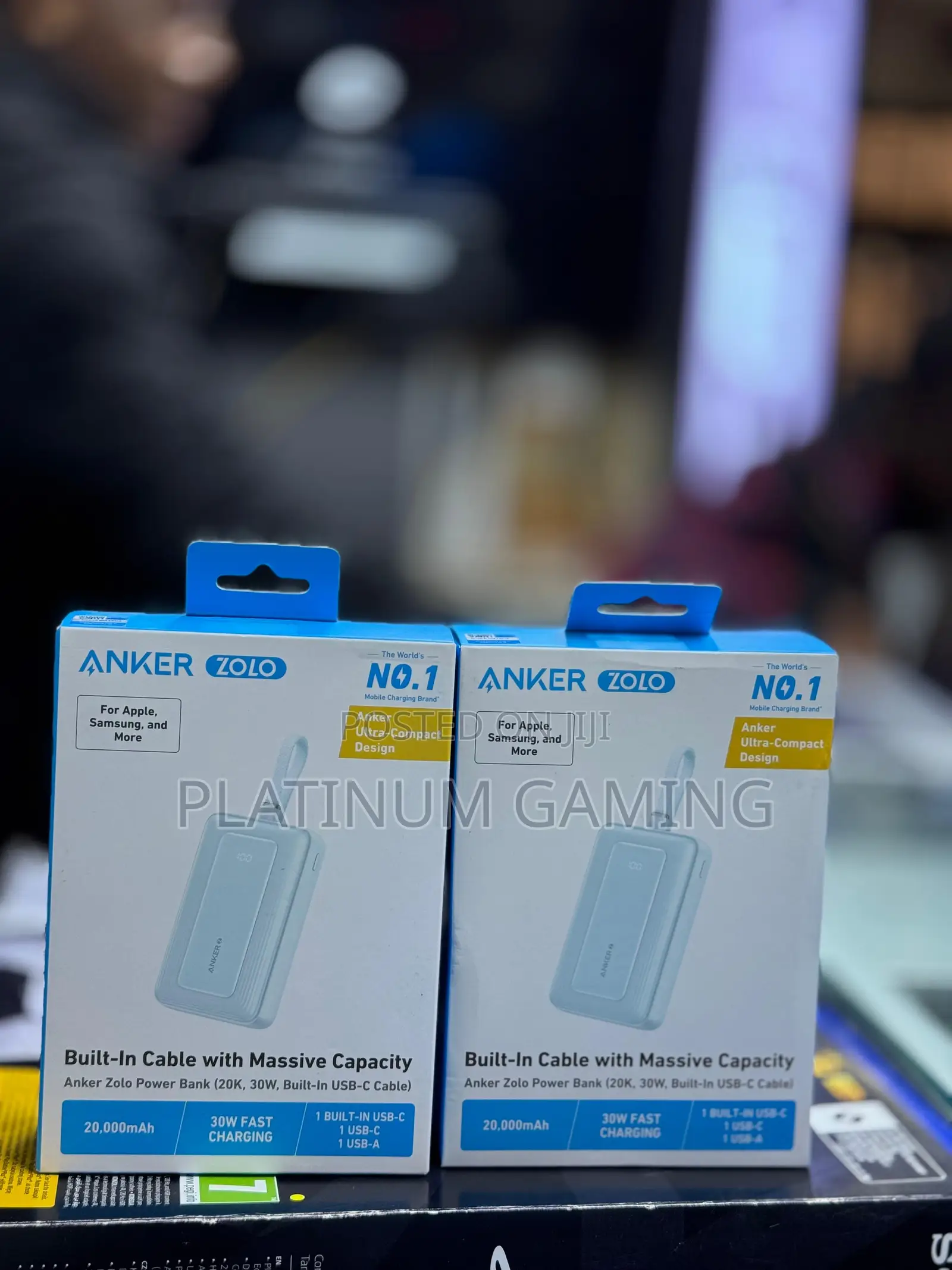 Anker Zolo Power Bank(20000 Mah, Built-in Usb-c Cable)