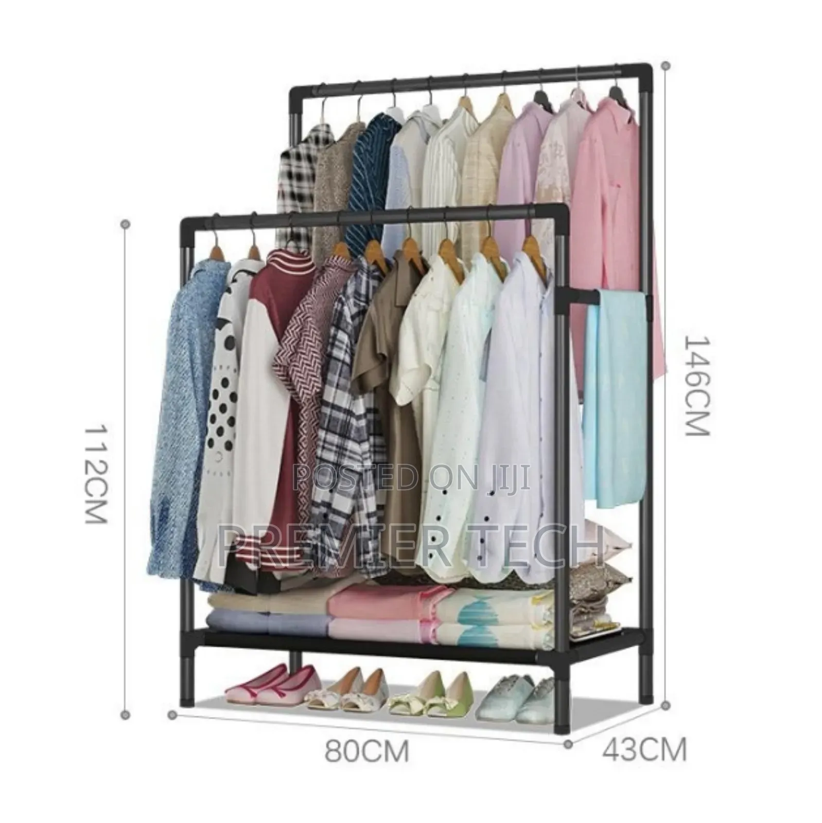 Double Pole Clothing Rack With Lower Storage Space
