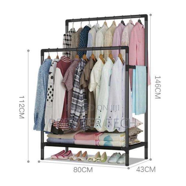 Double Pole Clothing Rack With Lower Storage Space - main view