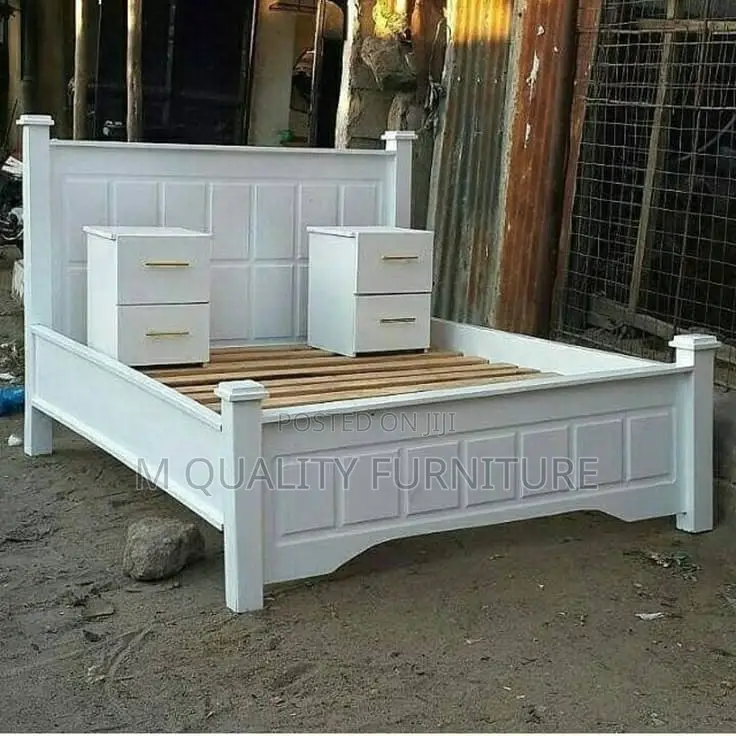 White 4 by 6 Bed With Side Drawers