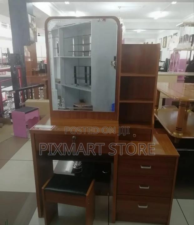Vanity Brown Dressing Table With Sliding Mirror - main view