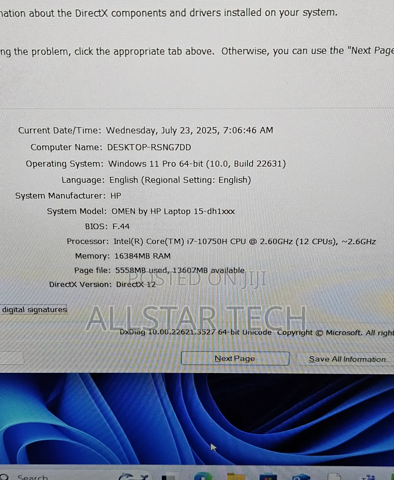 Laptop HP Omen 15-Dh002nr 16GB Intel Core I7 SSD 512GB