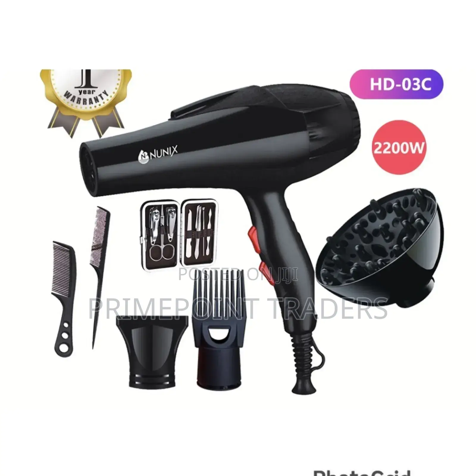 Nunix Hd-03c Commercial Blow Dry Hair Dryer✓