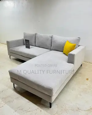 Gray White 6 Seater L Shaped Sofa