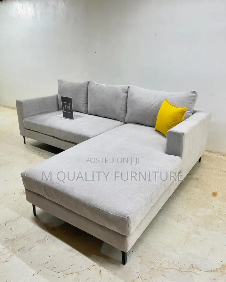Gray White 6 Seater L Shaped Sofa