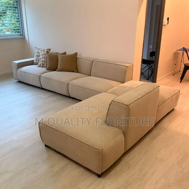 Brown 7 Seater Modernized L Shaped Sofa