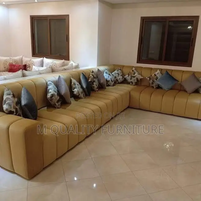 Brown 9 Seater Classic L Shaped Sofa