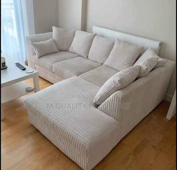 White 5 Seater Strong Fabriced Sofa