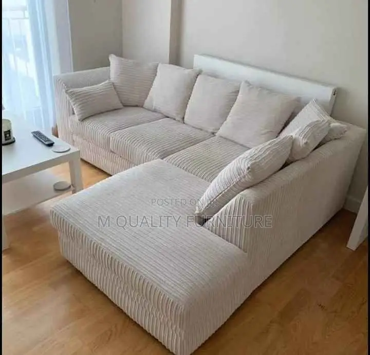 White 5 Seater Strong Fabriced Sofa