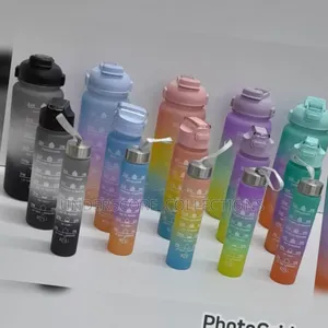 3 in 1 Bpa Free Multicolored Motivational Water Bottle