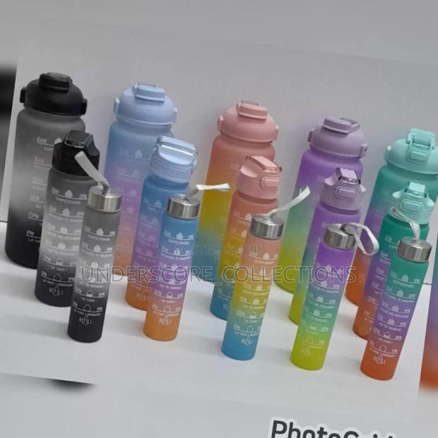 3 in 1 Bpa Free Multicolored Motivational Water Bottle - main view