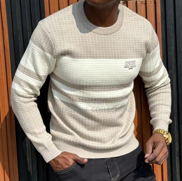 Beige Round Stripes Sweaters - thumbnail 4