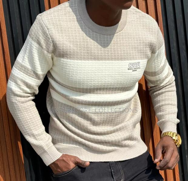 Beige Round Stripes Sweaters - thumbnail 5