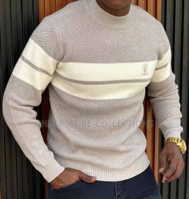Beige Round Stripes Sweaters - thumbnail 7