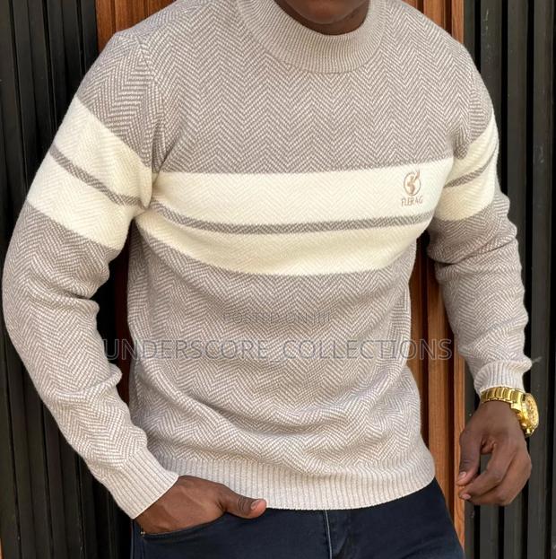 Beige Round Stripes Sweaters - thumbnail 8