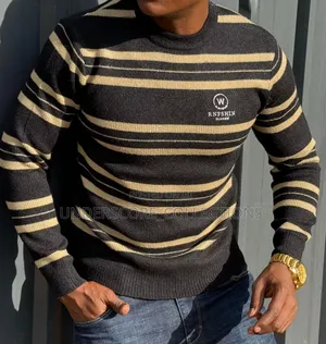 Black Sweaters With Round Stripes