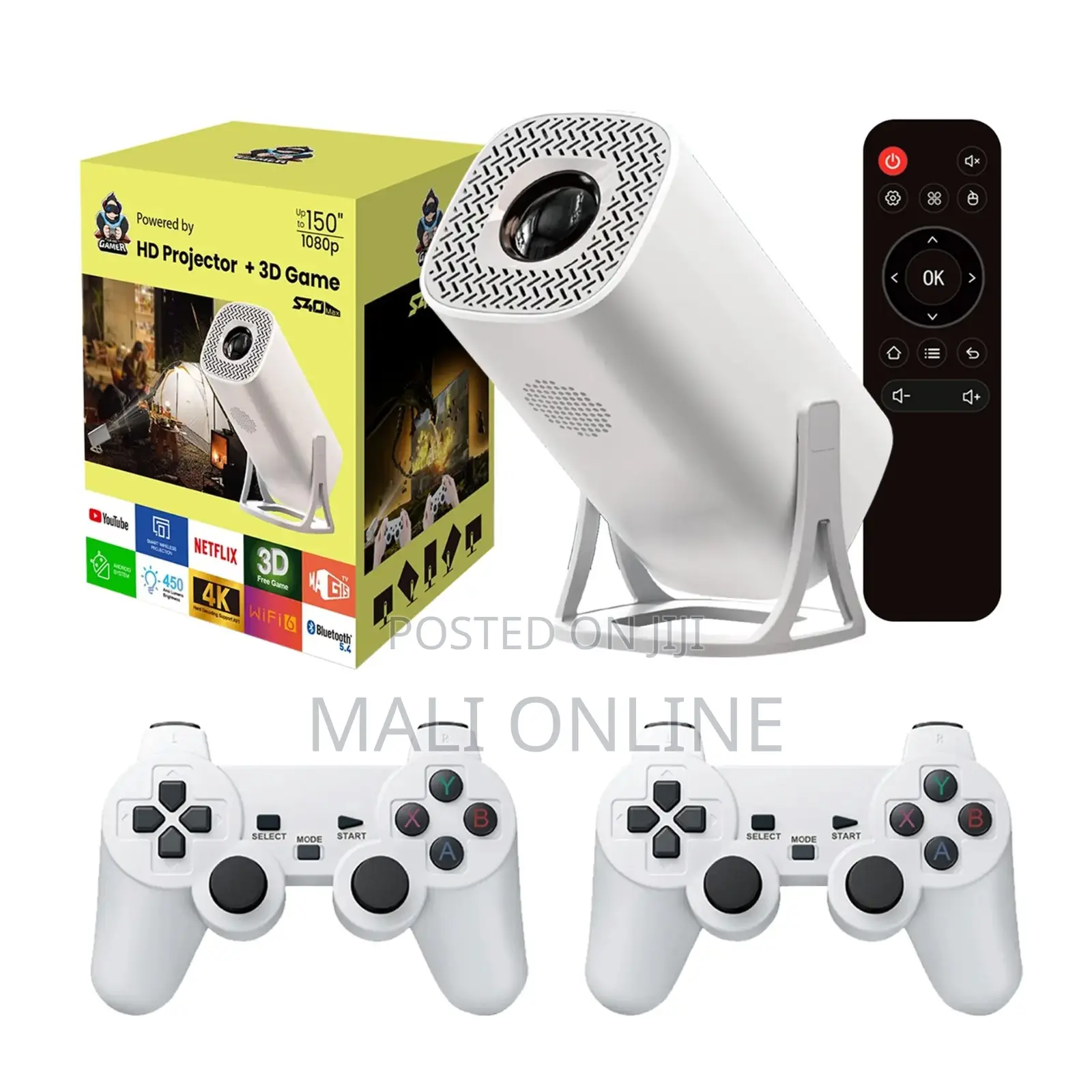 4k Mini Android 11 Projector With 36000+ Retro Video Games