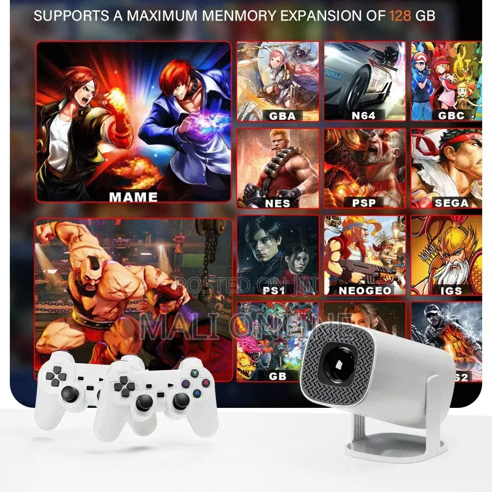 4k Mini Android 11 Projector With 36000+ Retro Video Games