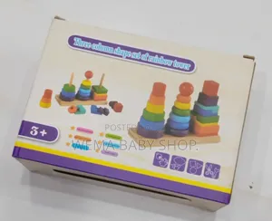 Kids Wooden Geometrical Stacker/Set of Rainbow Tower