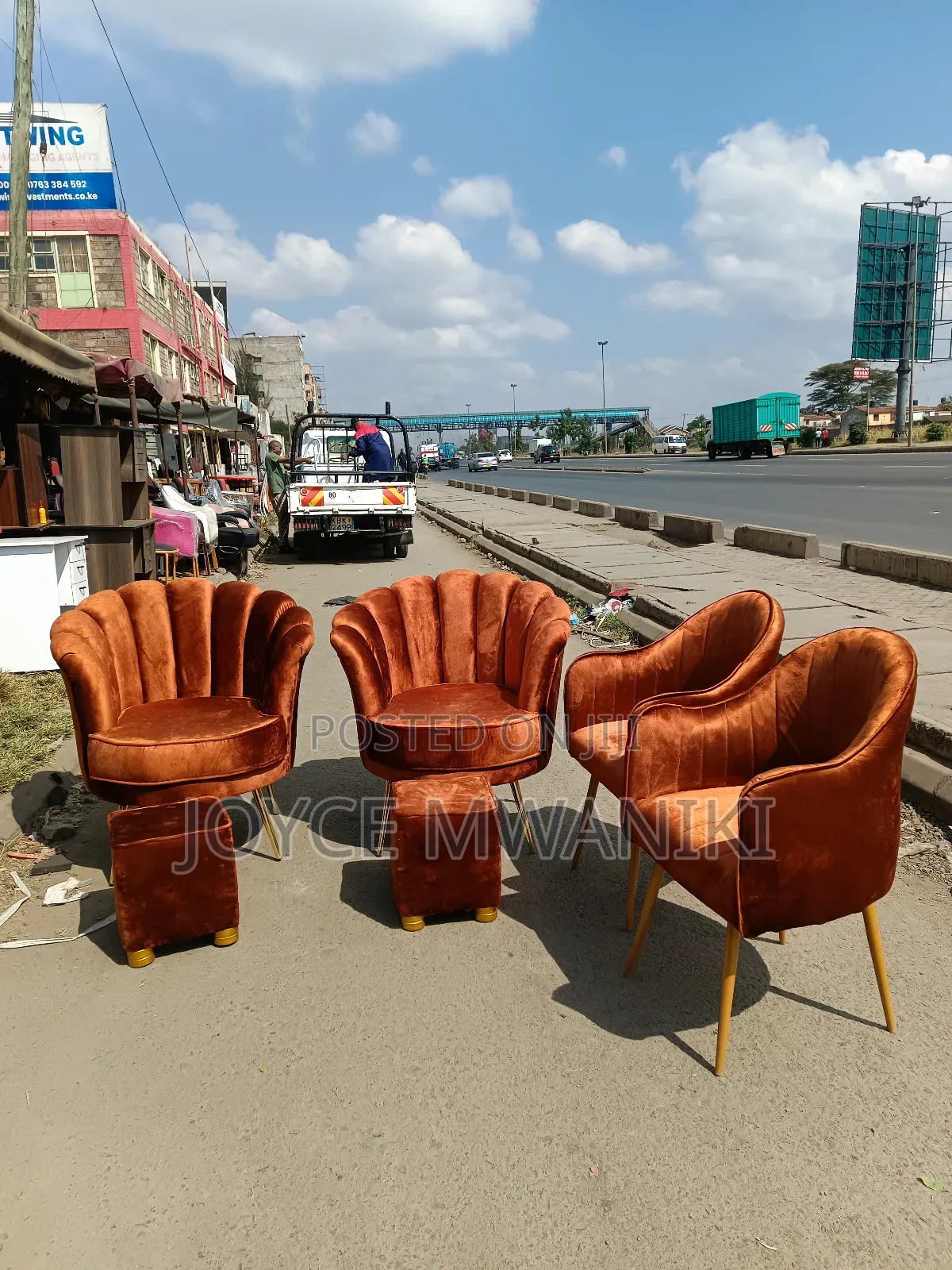 2 Pedicure Sets And 2 Manicure Burnt Orange Seats