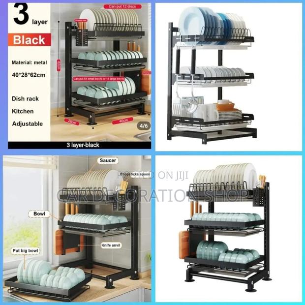 3tier Stainless Steel Black Dish Rack