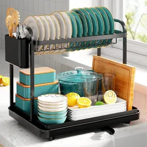 2tier Kitchen Drainer Dish Drying Rack With Curtlery Holder