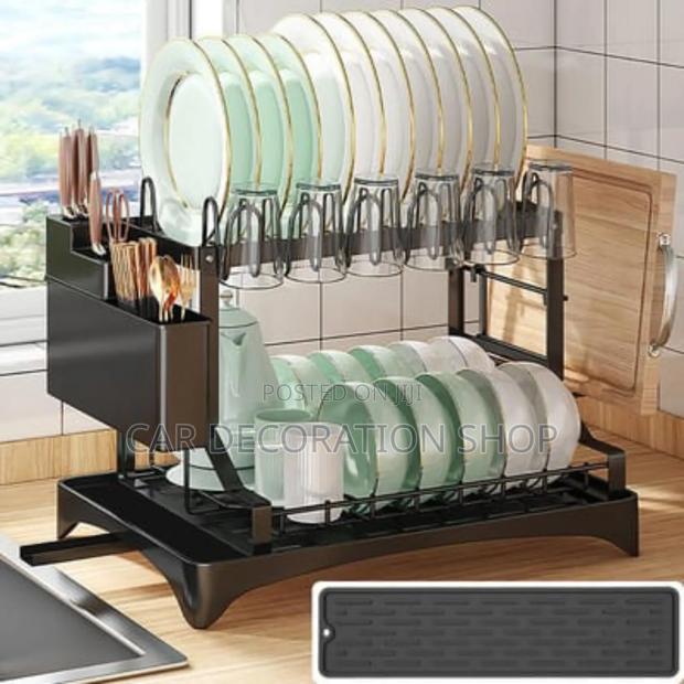 2tier Wash Up Dish Drainer Rack With Drip Tray - main view